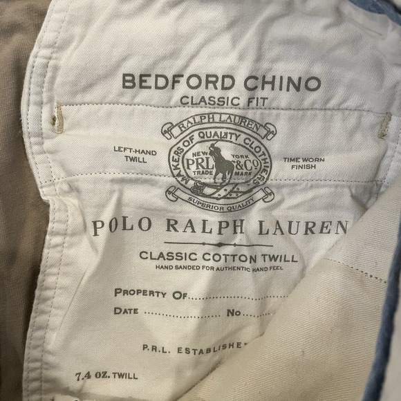 Polo Ralph Lauren Bedford Chino Shorts Mens 32 Khaki Anchor Embroidered 8.5" In - Picture 5 of 9
